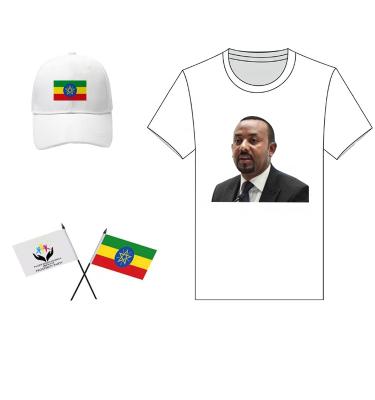 China Ethiopian Cheap Promotional Custom Shirt Ethiopia Party Election Awards Party Anti-wrinkle Prosperity White T-shirts for sale