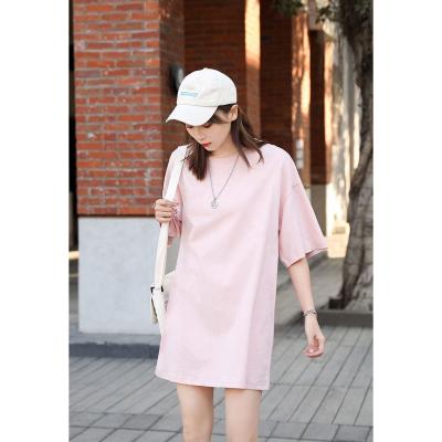 China Casual Loose Oversized Anti-Wrinkle T-shirt Ladies Extended Short Sleeve Tee Women Streetwear Long Line T-shirts for sale