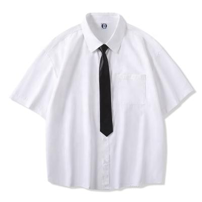 China Japanese Unisex Oversized Drop Shoulder Short Sleeve Shirt Student School Uniforms Medium School Dress Jk Uniform With Tie for sale