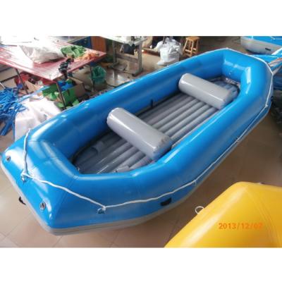 China 0.9mm PVC tarpaulin; bottom: 2.0mm pvc tarpaulin blue color 4 person white water raft for sale for sale