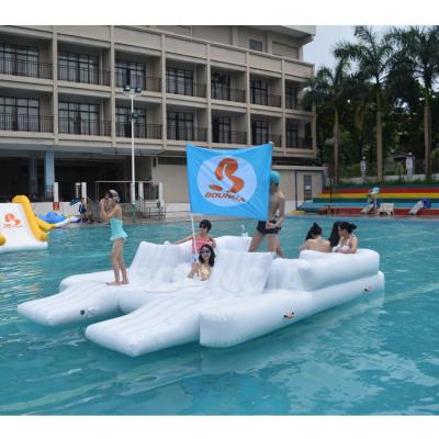 China Durable PVC Tarpaulin 0.9mm PVC Durable Inflatable Tarpaulin Island Floating Lounge for sale