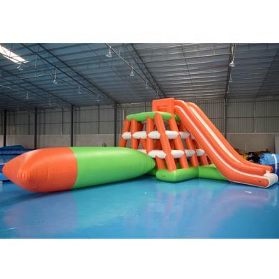 China 0.9mm PVC Tarpaulin Adults Inflatable Water Climbing Tower With Drop For Lake Or Sea for sale