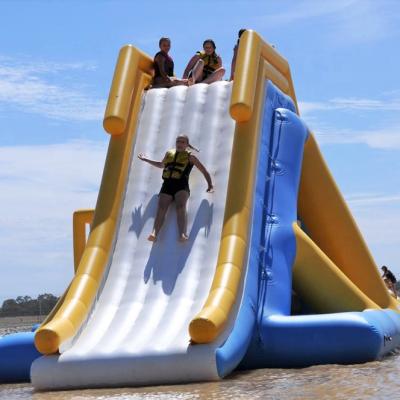 China 0.9mm PVC Tarpaulin Bouncia Giant Inflatable Floating Water Slide New TUV Blue,Yellow And White 11*5*4.6H 1 Piece Waterpark 0.9mm PVC Tarpaulin for sale