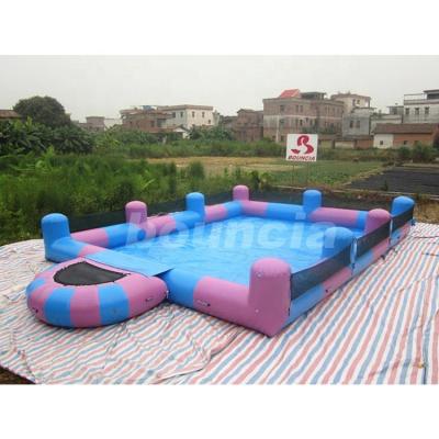 China 0.6mm PVC Tarpaulin Custom Inflatable Rectangular Water Pool With Deck For Kids for sale