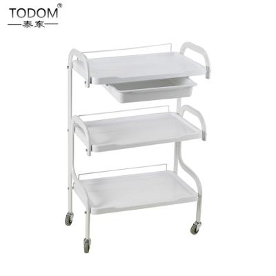 China Durable Wholesale Custom Facial Furniture Spa White Hairdressing Trolley Beauty Salon Trolley for sale