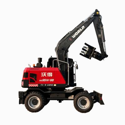 China LICHMACH Farms Sales World W295W-9B Four Wheel Drive Excavator 9.5 Ton Hydraulic Mini Wheel Excavator for sale