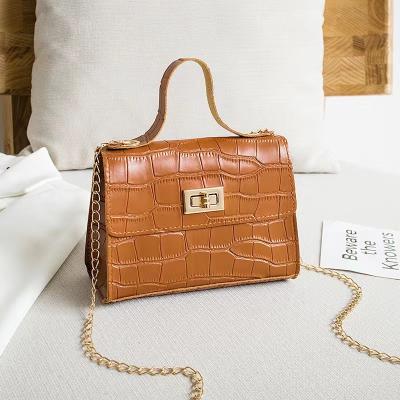 China Other Small Square Cross - Body Chain Bag Crocodile Pattern Lock Clips HandbagsFor Ladies for sale