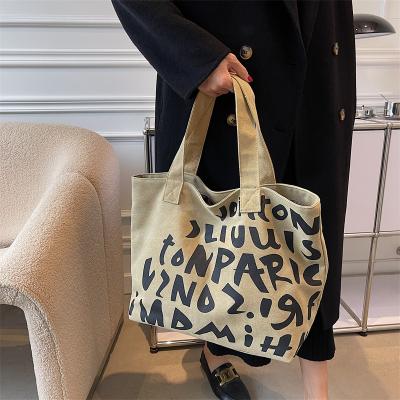 China Other New Design Custom Fashion Logo Color Cotton Tote Bag Printed Large Capacity Canvas Tote Shoulder Bags for sale