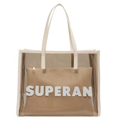 China Other Accept Custom PVC Clear Jelly Transparent Jelly Bag Waterproof Stadium Bag Tote Hand Bag For Shopping Eco for sale