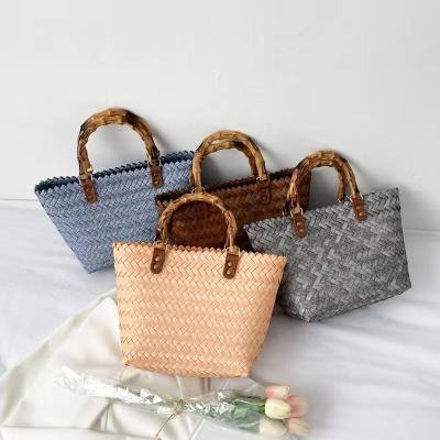 China Other Retro SY National Bohemian Vintage Handmade Handle Weave Handbag Beach Bag Hot Selling Bamboo Tote Hot Selling for sale