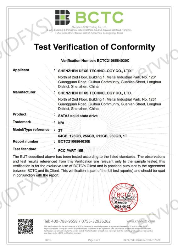 FCC for SATA3 solid state drive - CERVVO GROUP INC.