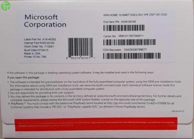 China Microsoft Widnows 10 Operating System COA Sticker Win 10 Home Product Key Code for sale