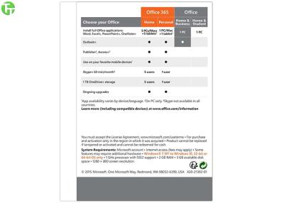 China Retail Version Mini Desktop PC , Office 365 Product Key Card PKC for sale