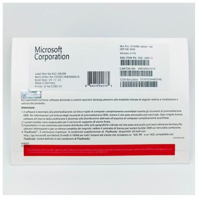 Κίνα Microsoft Windows 10 OEM 64bit Ιταλική έκδοση DVD προς πώληση