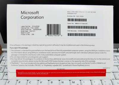 중국 OEM Microsoft COA Windows 11 Pro OEM 소매 상자 32 X 64 비트 판매용