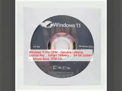 Windows 11 Pro OEM - Genuine Lifetime License Key ，Instant Delivery ， 64-bit System ， Secure Boot, TPM 2.0