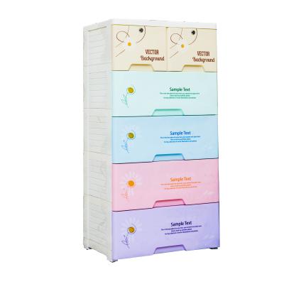 China Colorful Extended Locker Plastic Cabinet Use Cartoon Printing Baby Drawer Plastic Storage Plastic Drawer for sale