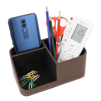 China Handmade Faux Leather Pen Holder and Organizer with Phone Holder and Name Card Holder LG-B053 for sale