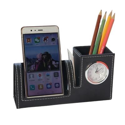 China LG-B042 Custom Personality Desk Organizer Pen Holder With Clock Cell Phone Stand Eco-friendly for sale