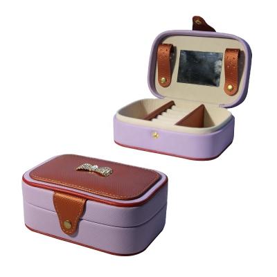 China Wholesale Eco-friendly Multifunctional Girl LG7150 PU Jewelry Box Organizer With Mirror Velvet Leather Jewelry Box for sale