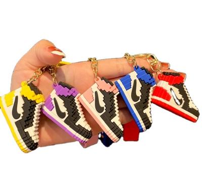 China Luxury Mosaic Shoes Sneaker Building Block Jordan Air Bangle Sport Baseball Wristbands Silicone 3D Key Chain Key Chain for sale