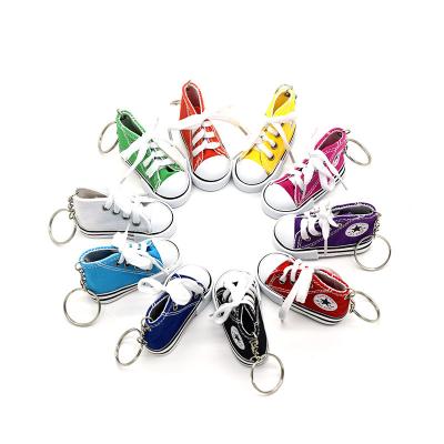 China 3D Simulation Mini High Pendant 7.5cm Canvas Shoes Cloth Fabric Charm Luxury Top Key Chain Key Chain for sale