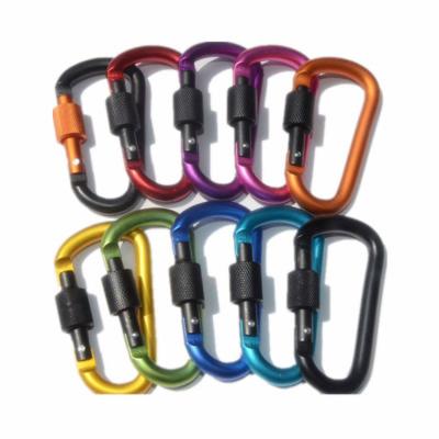 China Luxury custom rainbow colors promotional overstriking keychains 8CM climbing swivel locking carabiner clips hook for sale