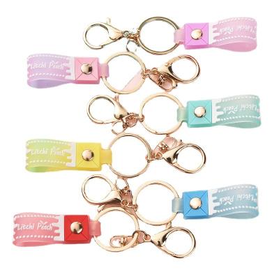 China 'Little Peach' Jelly Strap Luxury Short Clear Colorful Transparent Color Band Key Chain Attachments for sale