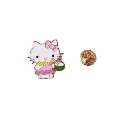 China China Wholesale Good Quality Good Quality Metal Cute Cartoon Kitty Cat Enamel Pins Gold Plated Hello for sale