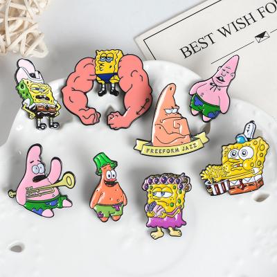 China China quality cute metal cartoon craft jewelry coloring patrick spongebob enamel wrestling pin for sale