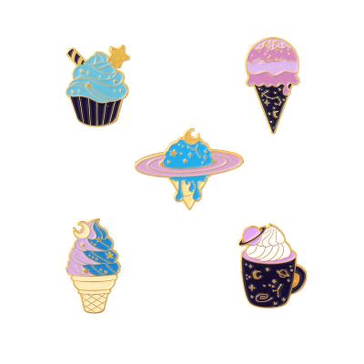 China China Cartoon Cute Kawaii Creativity Hot Colors Stars Teacup Cake Ice Cream Enamel Lapel Pin Badges for sale