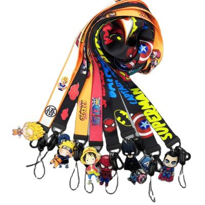 China Luxury Custom Cartoon Superhero Character Anime Heat Press Long Neck Rope And Short Lanyard With Acrylic Pendant For Phone for sale