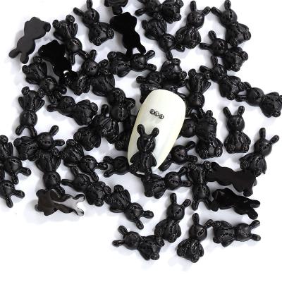 China Lovely Cute Cartoon Black And White Xiaopu Rabbit Shape 3D Resin Nail Art Decoration Accessories for sale