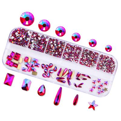 China All kinds of arts and crafts clothingand DIY Xiaopu 12 grids round non-hot fix rhinestones with fancy rhinestone flat back mixed set for sale