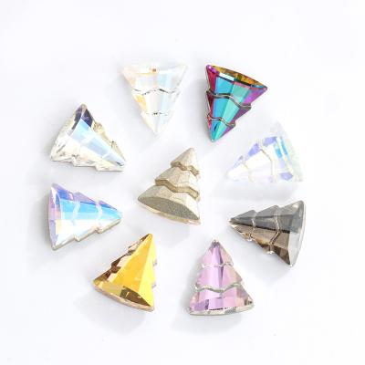 China Pointback Xiaopu high quality Christmas tree shaped glass crystal k9 stone for jewelry making nail art supplies DIY accessories faux stone for sale