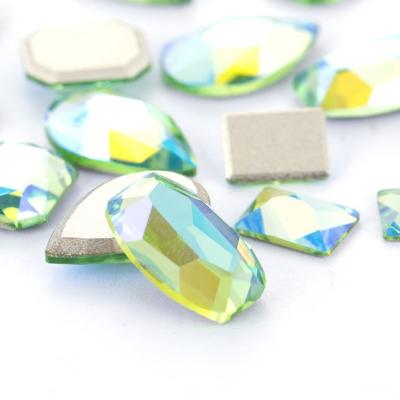 China Salon Shiny Glass Nail Supply Peridot SI K9 Xiaopu Flat Back Rhinestone Accessories Nail Art Stone Press On Nail for sale