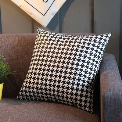 China Luxury Cotton Logo Pillow Cover Custom Made Canvas Simplicity Pillow Case Grid Black Geometric Striped Modern Anti-Static Pillow Case for sale