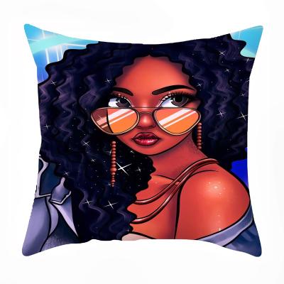 China New Women's 3D Digital Cushion Cover Cotton PORTABLE African Linen Pillow Case Home Decor Customize Tile Cover for sale