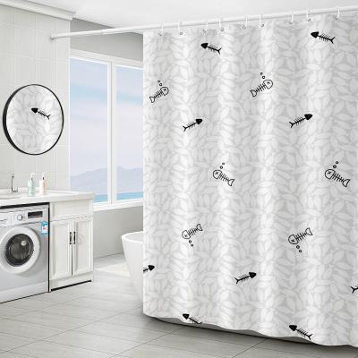 China Wholesale Novelty Viable Fish Bones Printed Shower Curtain Polyester Pongee Shower Curtain Bathroom Curtains Water Proof Fabric 72x72 for sale