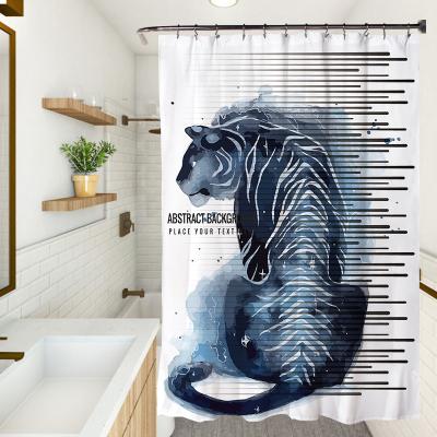 China Bathroom Custom Size Animal Printing Shower Curtain USA OEM Customized Tiger Modern Packaging Colorful Hotel Feature Curtain for sale