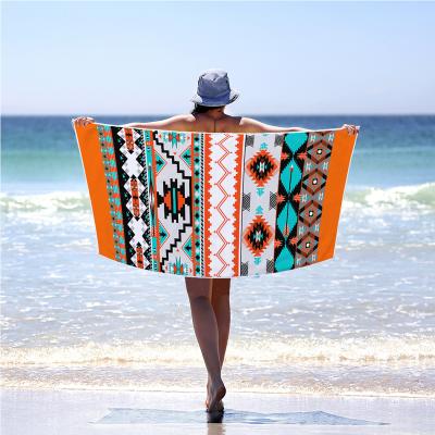 China Sustainable Rectangular Beach Towel Summer Customized Logo Quick-drying Digital Printing Rectangular Microfiber Beach Towels for sale