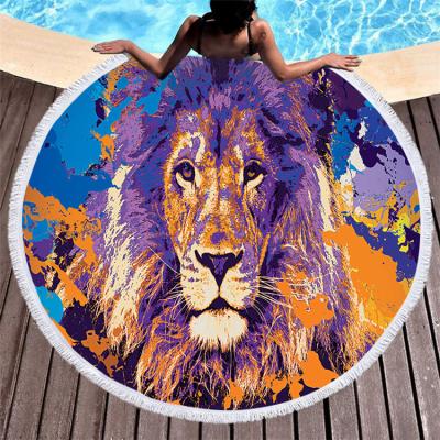 China Viable digital printing animal seaside coat round beach towel color bath towel picnic mat can be customized for sale