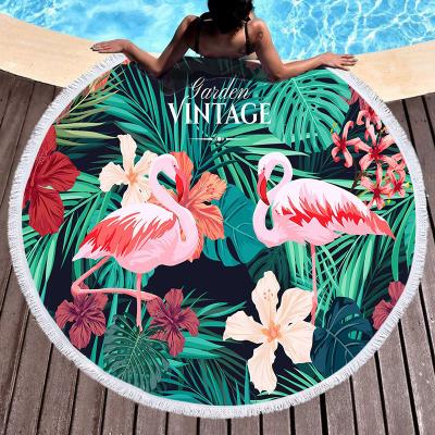 China Bath Forest Round Line Towel Manufacturers Viable Custom Flamingo European and American Beach Towel for sale