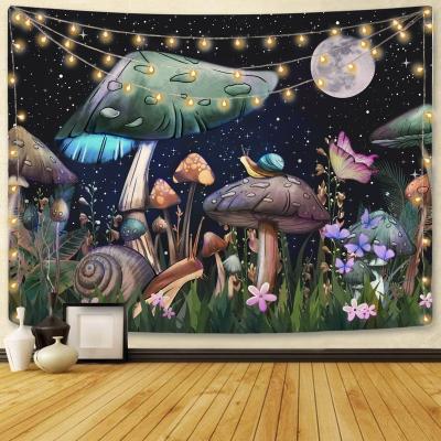 China Simple Psychedelic Mushroom Tapestry Bohemian Free Sample Hippie Wall Hanging 3D Print Tapestry Plain Trippy Decor Customized for sale