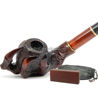 China Luxury Wooden Smoking Pipe Carved From Pear Pocket Wooden Tobacco Pipe Gift for sale