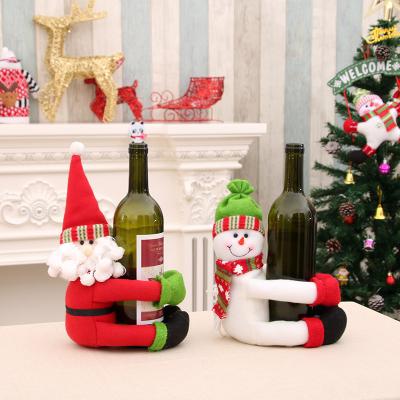 China Large Cloth Christmas Home Decorations Santa Snowman Bottle Cover Wine Bottle Stake Wine Bottle Decorations for sale