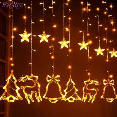 China Christmas Elk Bell String Garland Curtain Light LED Christmas Decor For New Year 2021 Xmas Tree Navidad Ornament Christmas Home Gift for sale