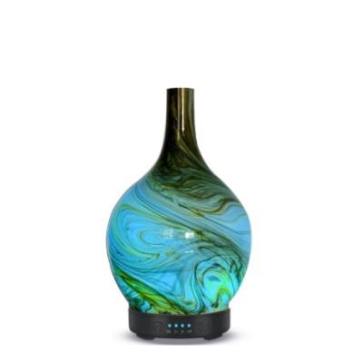 China Fast Humidification 140ml Capacity Ultrasonic Aromatherapy Humidifier Colors LED Mood Light Aroma Essential Oil Changed Glass Marble Diffuser for sale