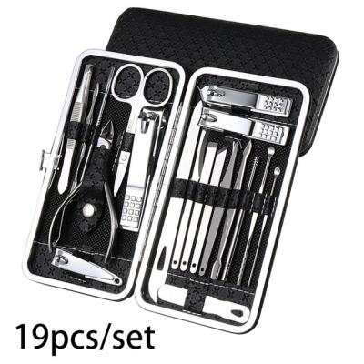 China Beauty Care 19 Pcs Pedicure Kit Nail Clippers Tool Stainless Steel Professional Travel Grooming Kit Tools for sale