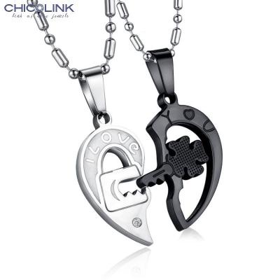 China CHICOLINK CLASSIC hot sale wholesale men's women's CZ 316L stainless steel pendant and key couple necklace colgante for sale